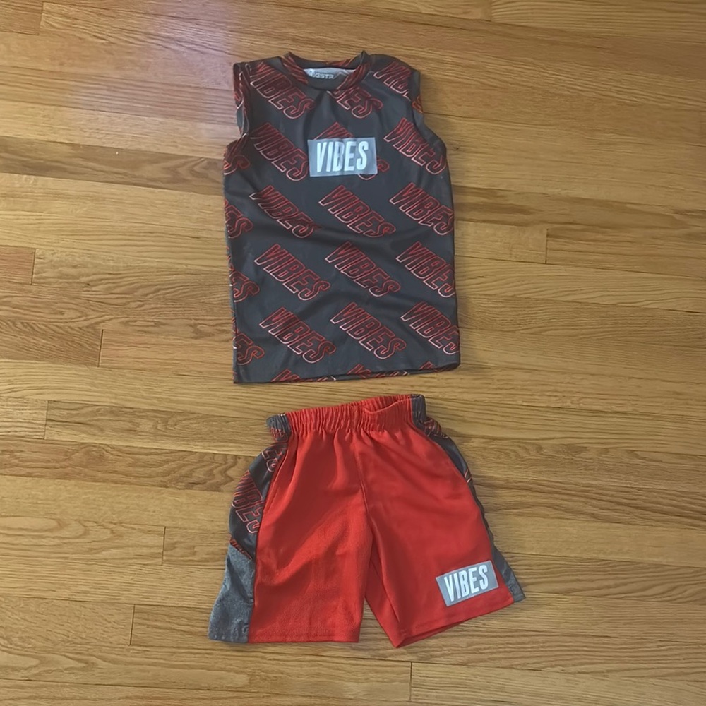 Vibe Red and Gray Athletic Tank Top